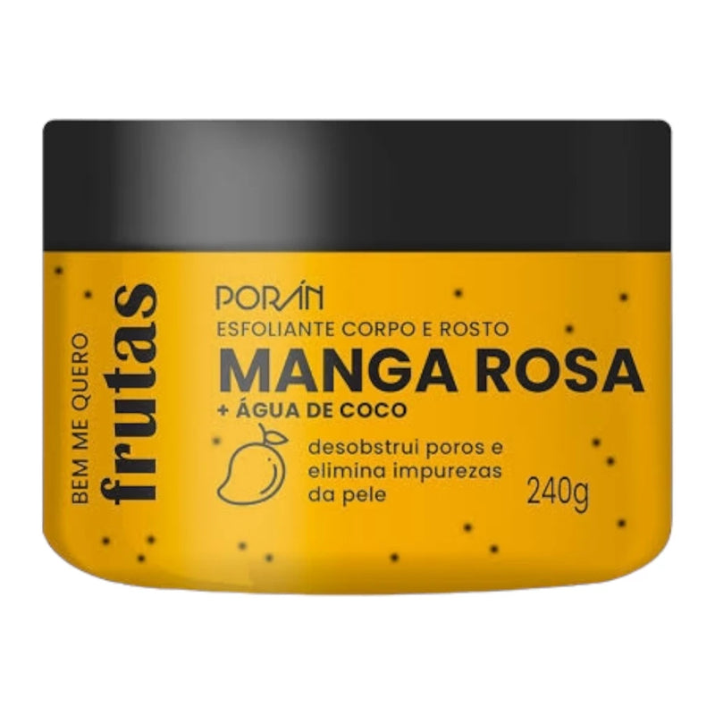 Kit c/ 3 Itens Esfoliante, Hidratante e Sabonete Corpo e Rosto Manga Rosa Porán