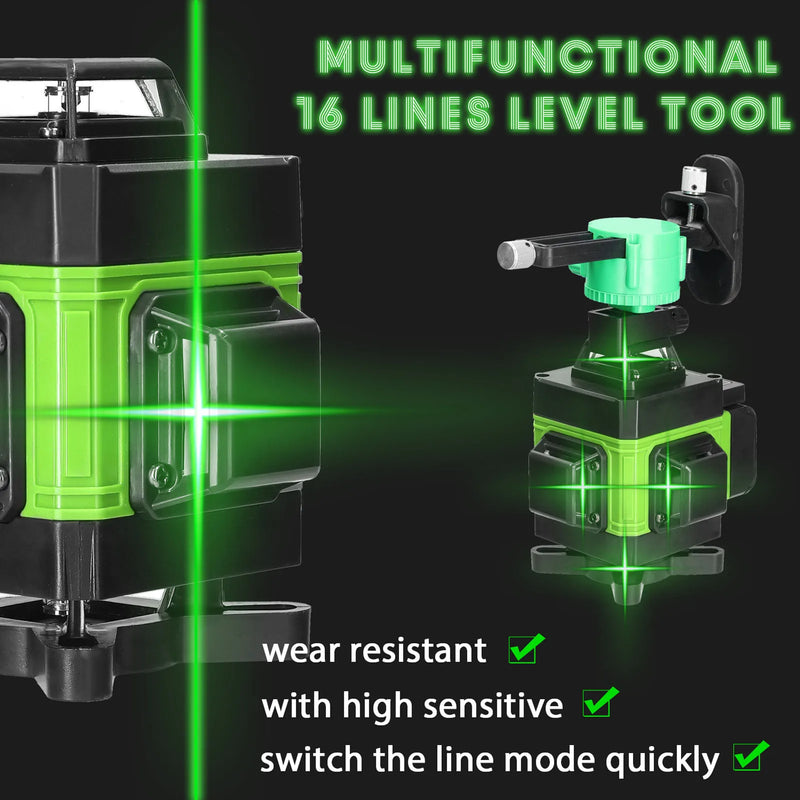 KKMOON-USB Instrumento de Nível Laser Recarregável com Tripé Stand, Máquina Auto-Niveladora 360 °, 4D, 16 Linhas