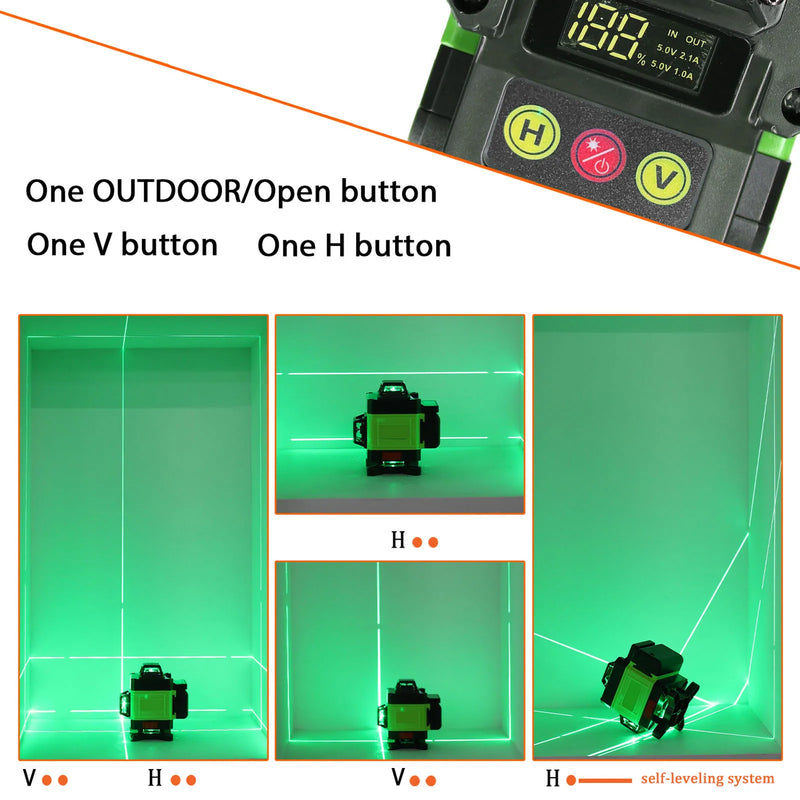 KKMOON-USB Instrumento de Nível Laser Recarregável com Tripé Stand, Máquina Auto-Niveladora 360 °, 4D, 16 Linhas