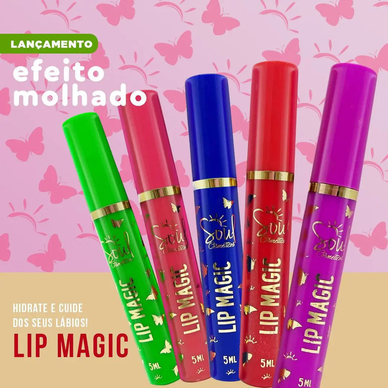 Kit c/ 6 Lip Gloss Labial Batom Vovó Mágico 24h Soul Cosméticos