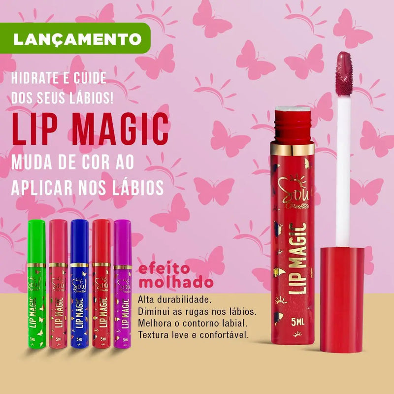 Kit c/ 6 Lip Gloss Labial Batom Vovó Mágico 24h Soul Cosméticos